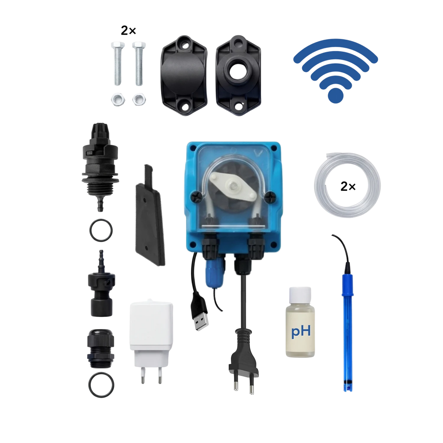 WiFiPOOL UNO pH + RX | Pompes doseuses MICRODOS | pilotage WiFi | kit complet | piscine jusqu'à 150m³