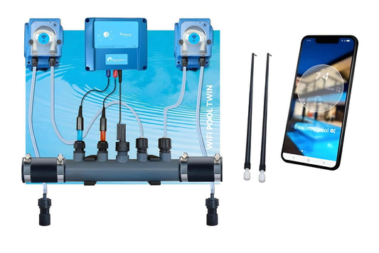 Doseur liquide pour réglage pH et Chlore - pré-monté sur plaque pour piscine de 10 à 150m³