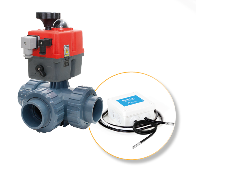 Automatische 3-wegkraan 63mm L boring met Benisol temp controle - plug & play