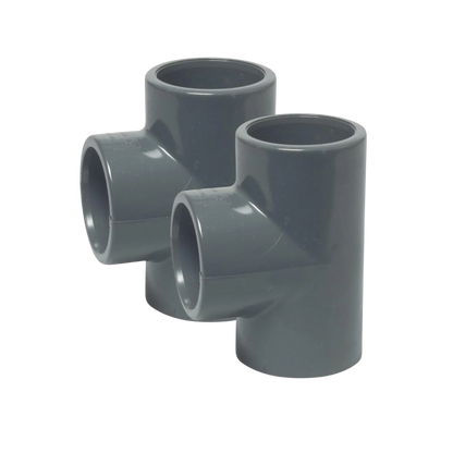2x Té 90° PVC 50 mm à coller 16 bar (2 pièces)