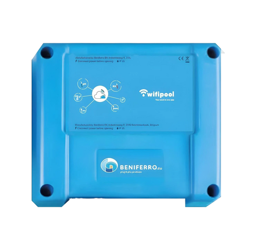 Boîtier de mesure et Pilotage WiFiPOOL Connect-PRO extensible avec mesure de pH, RX, 3x température, débit, 3x mesure de niveau, pression et conductivité, connexion Ethernet et 4 prises