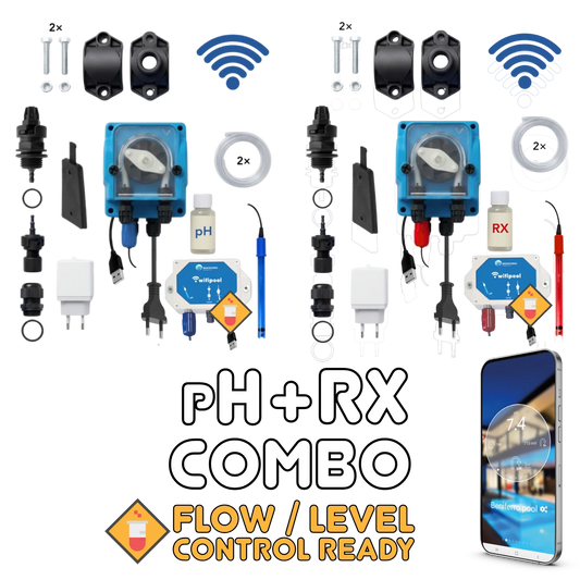 WiFiPOOL UNO pH + RX | Pompes doseuses MICRODOS | pilotage WiFi | kit complet | piscine jusqu'à 150m³