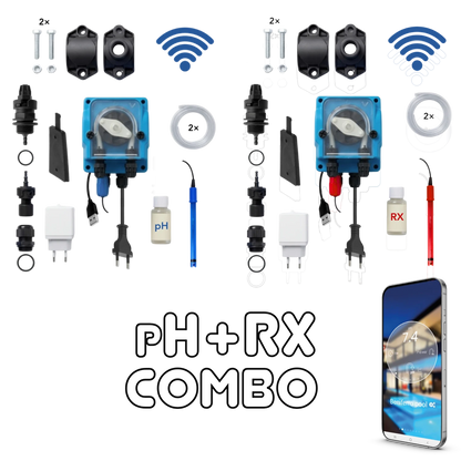 WiFiPOOL UNO pH + RX | Pompes doseuses MICRODOS | pilotage WiFi | kit complet | piscine jusqu'à 150m³