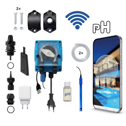 WiFiPOOL UNO pH - Pompe doseuse MICRODOS - pilotage WiFi - kit complet - piscine jusqu'à 150m³