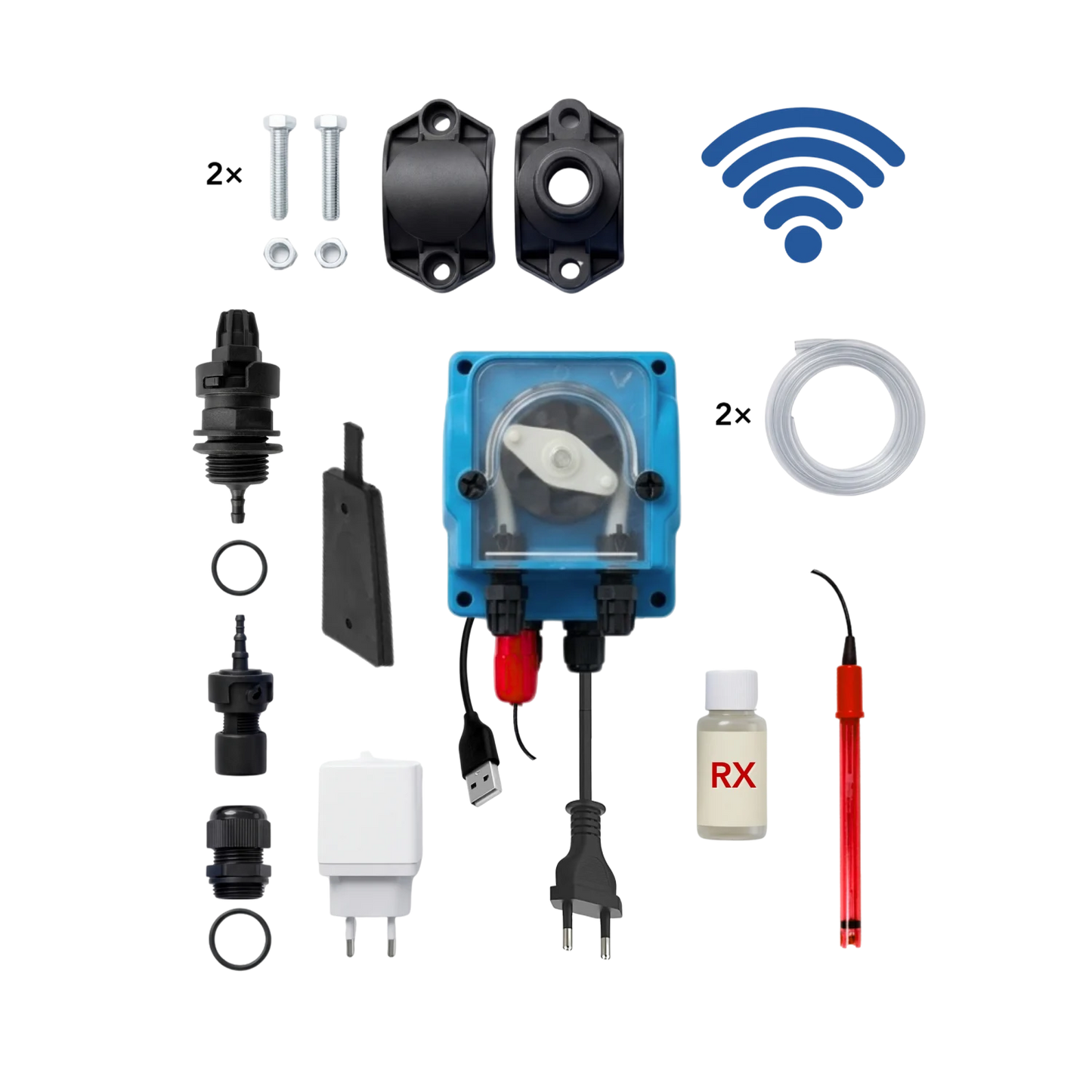 WiFiPOOL UNO pH + RX | Pompes doseuses MICRODOS | pilotage WiFi | kit complet | piscine jusqu'à 150m³