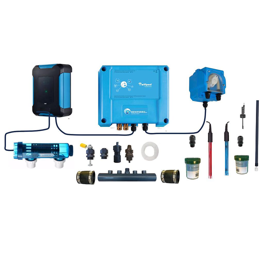 Générateur de chlore titane (SQ) contrôle  pH et RX - Kit DIY  pour piscine jusqu'à 210 m³