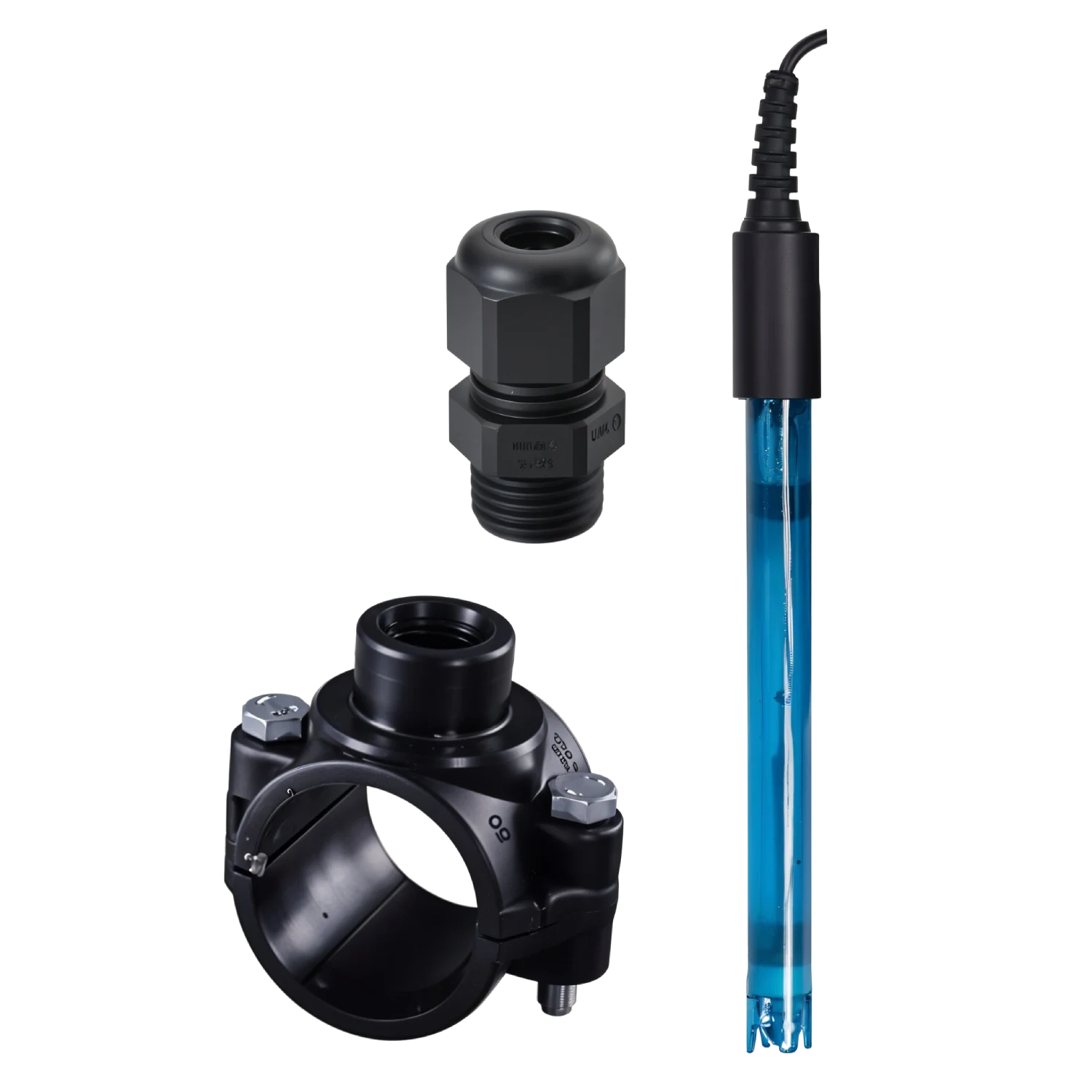 pH-meetsonde voor automatische zwembad en spa waterbehandeling inclusief installatie kit (aanboorzadel en wartel)