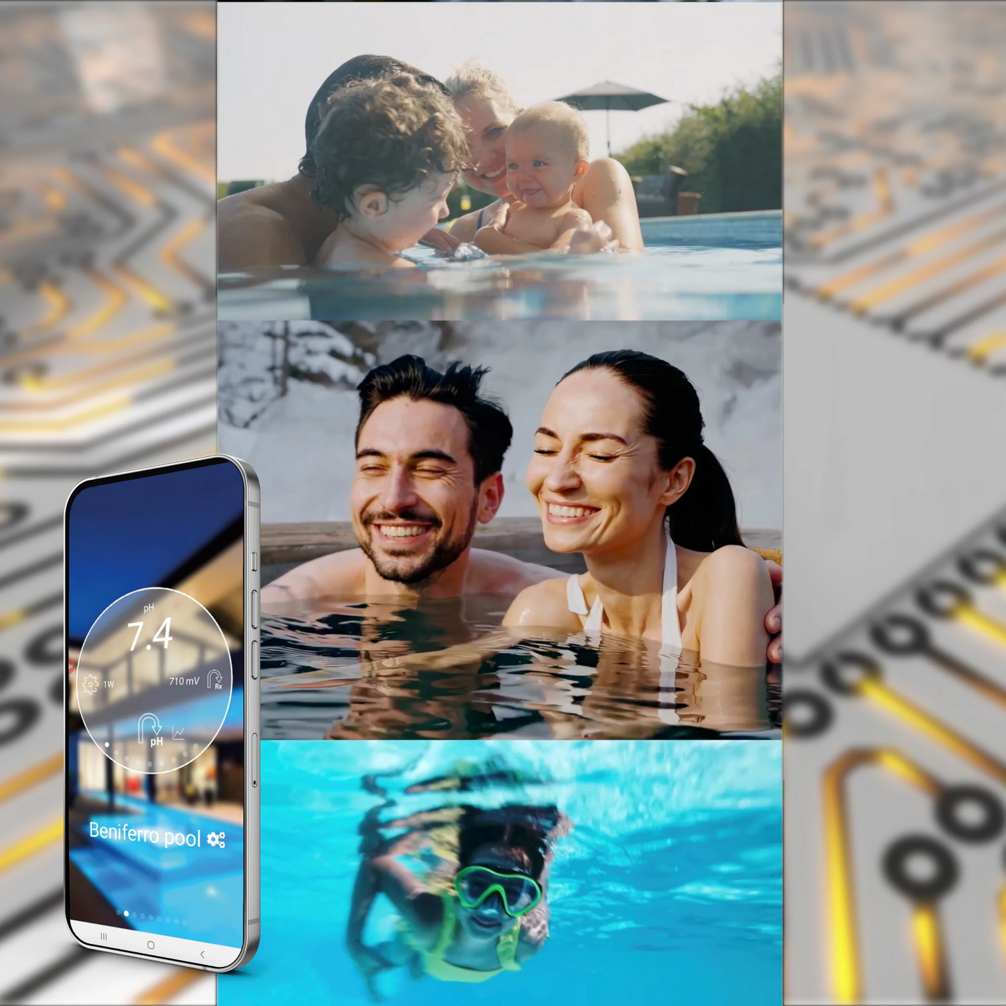 Doseur liquide avec réglage pH et Chlore - pré-monté sur plaque  pour piscine de 10 à 150m³