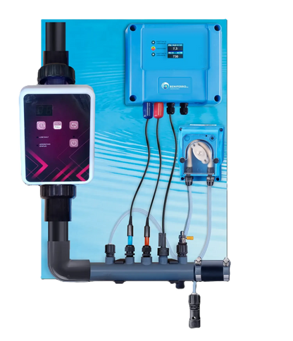 Électrolyse au sel SR pré-assemblée avec contrôle du pH, RX  - Piscines jusqu'à 150 m³ - Wi-Fi | Écran - Contrôle du débit/niveau en option