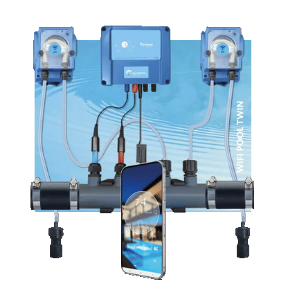 Doseur liquide avec réglage pH et Chlore - pré-monté sur plaque  pour piscine de 10 à 150m³