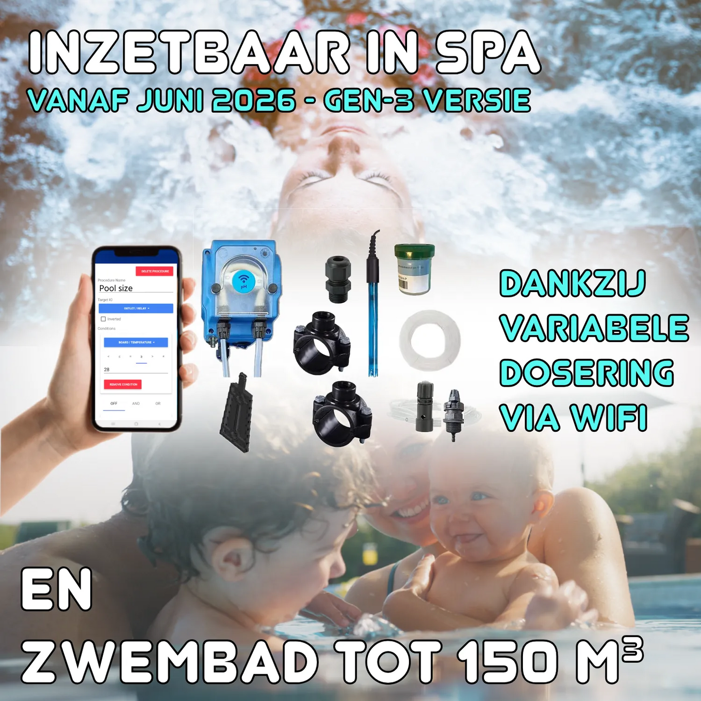WiFiPOOL UNO-P pH - Pompe doseuse MICRODOS - pilotage WiFi - kit complet - piscine jusqu'à 150m³