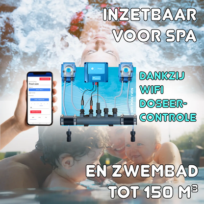 Doseur liquide pour réglage pH et Chlore - pré-monté sur plaque pour piscine de 10 à 150m³